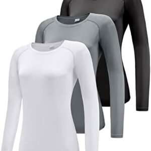 Boyzn Women's 3 Pack Short/Long Sleeve Workout Running Shirts, UPF 50+ Sun Protection Shirts, Athletic Exercise Gym T-Shirts