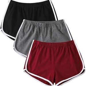 Tanseefly 3 Pack Cotton Yoga Short Pants Summer Running Athletic Shorts Women Dance Gym Workout Elastic Waist Shorts
