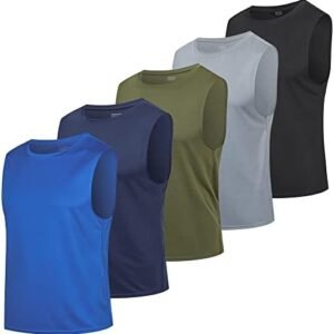 HUAKANG 3 or 5 Pack Sleeveless Shirts Men,Workout Tank Tops Men Quick Dry Gym Muscle T Shirts