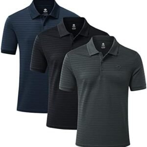 MoFiz Men Short Sleeve Golf Polo Shirt Moisture Wicking Sport Casual Work Basic Button Shirt