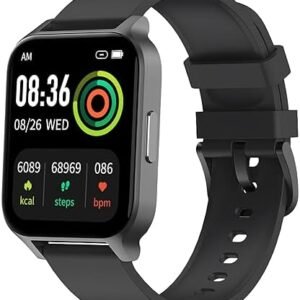 Smart Watch for Women Men, 1.69 Full Touch Screen DIY Dial Fitness Tracker with Heart Rate Blood Oxygen Sleep Fitness Tracker Notification, IP68 Waterproof Smartwatch for Android iOS Black