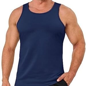 MAGCOMSEN Men's Tank Top Cotton Casual Workout Sleeveless Muscle Breathable Tank Shirt for Bodybuilding Gym Beach