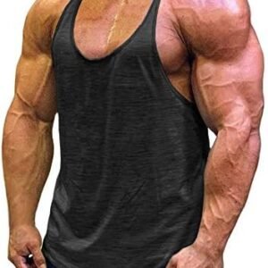 Muscle Cmdr Men's Bodybuilding Stringer Tank Tops Y-Back Gym Fitness T-Shirts