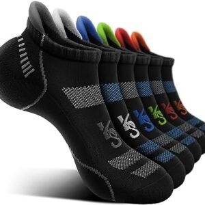 KEMISANT Mens Ankle Socks 6 Pairs-Athletics No Show Socks Cushioned for Men Running Walking-Arch Compression Support