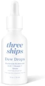 Three Ships Dew Drops Mushroom Hyaluronic Acid + Vitamin C Serum – As Seen on Dragon's Den - Vegan Facial Serum Brightens + Plumps Skin – Intensive Natural Face Serum for All Skin Types, 30ml