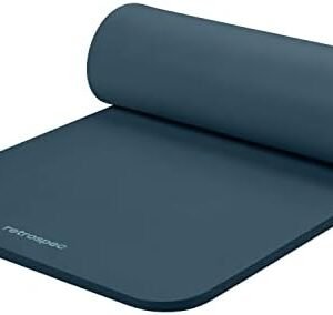 Retrospec Solana Yoga Mat 1" Thick w/Nylon Strap for Men & Women - Non Slip Excercise Mat for Yoga, Pilates, Stretching, Floor & Fitness Workouts, Black