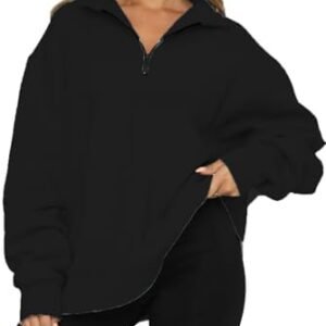 NEYOUQE Womens Half Zip Sweatshirt Winter Tops V Neck Pullover Sweater Fall Clothes Warm Clothing Long Sleeve Outfits