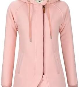 Oleda Women's Zip Up Hoodies Oversized Sweatshirt Casual Long Sleeve Coat with Oblique Zipper and Pockets Sweater Jacket