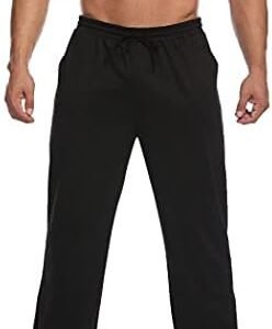 Deyeek Men's Lightweight Sweatpants Open Bottom Loose Fit Sweat Pants for Men Straight Leg Casual Lounge Pants with Pockets