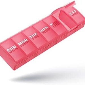 Large Pill Organizer Weekly, Barhon Vitamin Case Box Large Capacity Compartments, 7 Day Pill Containers for Medicine Supplements Fish Oil (Pink)