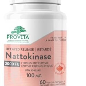 Provita Nattokinase 2000FU - 100mg Potent Antithrombotic - Supports Cardiovascular Health (60 Capsules)