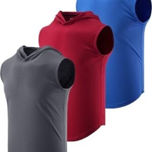 Liberty Imports 3-Pack Sleeveless Gym Hoodie for Men Workout Shirts, Muscle Hooded Tank Tops Athletic Apparel