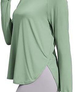 PINSPARK Long Sleeve Workout Tops for Women Moisture Wicking Yoga Shirts Hiking Athletic Loose Fit Raglan Sleeve Tops