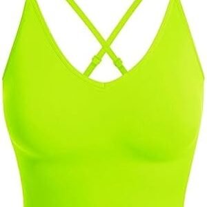 Design by Olivia Women's Seamless Padded Workout Sports Bra Cami Cropped Yoga Tank Top with Adjustable Straps