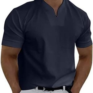 lcepcy Men's Workout Shirts V Neck Short Sleeve Solid Mens Slim Fit Shirts Fitness Sport Tshirts Shirts for Men Athletic