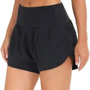 Dragon Fit Women's Quick-Dry Running Shorts Athletic Sweat Workout Shorts with Mesh Liner Zipper Pockets