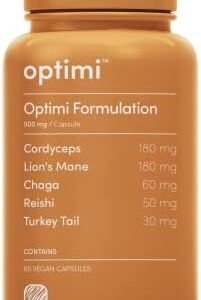 Optimi Complete Mushroom Supplement, 60 Capsules, Formulation to Provides Daily Body & Mind Support