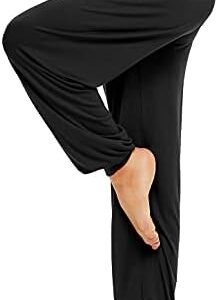BeautyWill Harem Pants for Women, Cotton Loose High Waist Soft Athletic Elastic Waistband Yoga Pilates Pants
