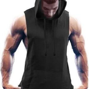 COOFANDY Men's Workout Hooded Tank Tops Bodybuilding Muscle Cut Off T Shirt Sleeveless Gym Hoodies