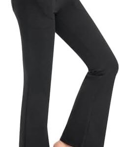 GymCope Flare Leggings for Women, High Waist Bootcut Yoga Pants with 4 Pockets, Tummy Control and Non-See-Through Dress Pants