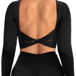 Navneet Women Long Sleeve Workout Tops Gym Clothes Backless Top Going Out Sport Femme Yoga Shirt Active Wear