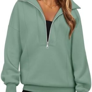 onlypuff Womens Half Zip Pullover Sweatshirts Loose Fit Oversized Hoodies Long Sleeve Fall Clothes with Pocket