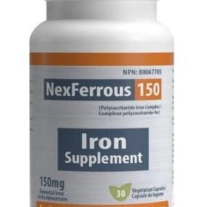 NexFerrous 150 mg | Vegan Iron Supplement | Prevention & Treatment of Iron Deficiency Anemia | Gentle on the Stomach | Easy Absorption | High Potency | 150 mg per capsule | 30 Capsules