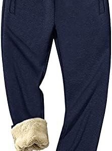KEFITEVD Men's Warm Sherpa Lined Athletic Sweatpants Winter Drawstring Open Bottom Workout Jogger Pants with Pockets