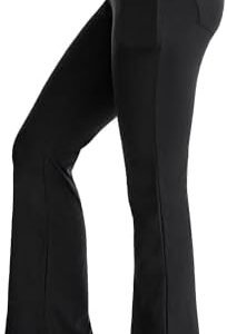 CAMBIVO Bootcut Yoga Pants for Women High Waist Workout Bootleg Trousers Pants Tummy Control Casual Work Pants with 4 Pockets