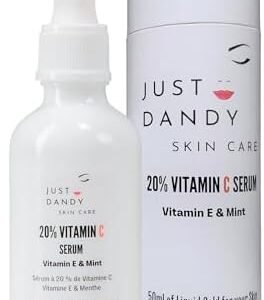 Just Dandy Skin Care, 20% Vitamin C Serum for Face with Vitamin E, 50ml, All Natural Ingredients, Lightweight, Protects and Restores, Promotes Healthy Skin and a Youthful Glow, Anti-aging, Cruelty-free, Made in Canada