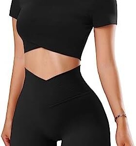 OZICERD Workout Sets for Women 2 Piece Gym Sets Outfit Long Sleeve Top Leggings Ensemble 2 Pieces Sport Femme Yoga Set