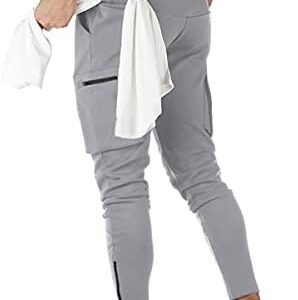 DIOTSR Men's Gym Workout Tapered Jogger Pants Casual Running Training Sweatpants with Cargo Zipper Pockets