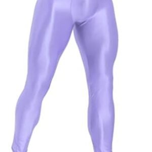 Freebily Mens Sissy Glossy Compression Long Pants Skinny Sports Trousers Workout Fitness