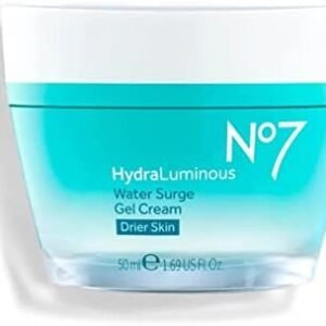 No7 Hydraluminous Water Surge Gel Cream - Face Moisturizer with Vitamin C + Vitamin E - Gel Face Cream for Dry Skin with Pollution Shield Technology (50ml)