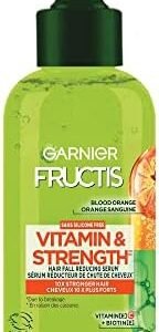 Garnier Fructis Vitamin & Strength Hair Fall Reducing Serum Treatment for Weak Hair with Tendency to Fall, Silicone Free, with Blood Orange, Vitamin C and Biotin, 125mL