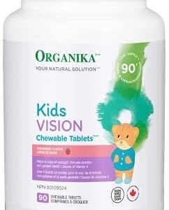 Organika Kids Vision Chewable Tablets Strawberry Flavour - Vitamin A, Beta-Carotene to Support Function and Development- 90tabs