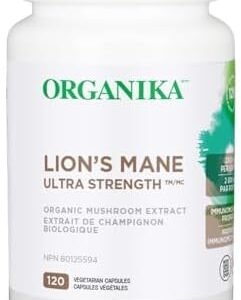 Organika Lion's Mane - Ultra Strength Organic Mushroom Extract - 2800mg - Nootrophic, Natural Support for Memory, Mood, Neuroprotection and Cognition - 120vcaps, 120 Day Supply