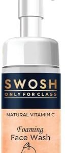 SWOSH Natural Vitamin C Foaming Face Wash For Pimple Prone & Oily Skin - No Parabens, Sulphate, Silicones & Colour (with Built-in Face Brush), 100 ml
