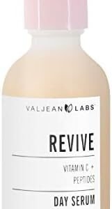 Valjean Labs Revive Day Facial Serum | Vitamin C + Peptides | Helps to Brighten and Even Skintone, Smooth and Tone | Cruelty Free, Vegan, Made in USA (54 ml)