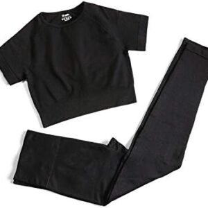 PINKSAVIOR Workout Sets for Women Two Piece Outfits Seamless High Waist Leggings Yoga Crop Tops Athletic Sports Gym Sets