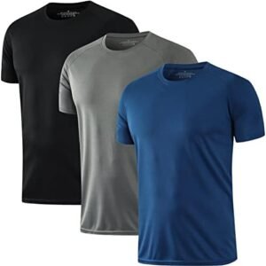 HOPLYNN 3 Pack Running Shirts Men Sport Tops Dry Fit Gym Wicking Athletic T Shirts Breathable Cool Workout Shirts