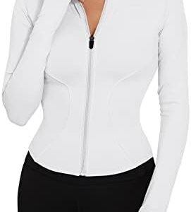 LUYAA Women's Workout Jacket Lightweight Zip Up Yoga Jacket Cropped Athletic Slim Fit Tops