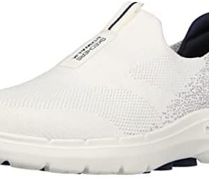 Skechers Men's Gowalk 6-Stretch Fit Slip-on Athletic Performance Walking Shoe, White/Navy, 10