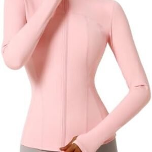 Locachy Women's Slim Fit Full Zip Athletic Running Sports Workout Jacket with Pockets