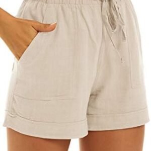 SMENG Women's Casual Denim Shorts Mid Waist Stretchy Drawstring Jean Shorts