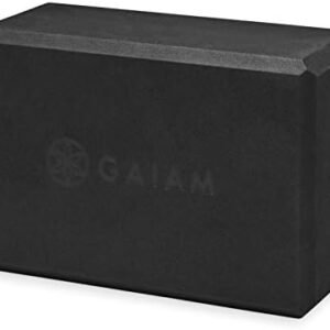 Gaiam Yoga Block - Supportive Latex-Free EVA Foam Soft Non-Slip Surface for Yoga, Pilates, Meditation (Black)