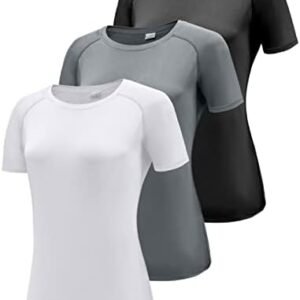 Boyzn Women's 3 Pack Short/Long Sleeve Workout Running Shirts, UPF 50+ Sun Protection Shirts, Athletic Exercise Gym T-Shirts