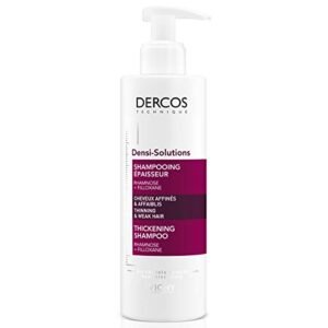 Vichy Strengthening and Densifying Shampoo, Dercos Densi-Solutions Thickening Shampoo for Thin, Damaged, Weak Hair, with Vitamin E, Refreshing Scent, Paraben-Free, 250 ml.