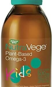 Nature's Way NutraVege Kids Omega-3 Supplement, Plant-Based, Vegetarian, Vegan-friendly, 500 mg of EPA + DHA, 500 IU Vegan Vitamin D3, Citrus Punch, 150 ml Liquid
