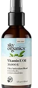 Sky Organics Vitamin E Oil Blend for Face 36,000 IUs to Moisturize, Restore & Smooth, 4 fl. Oz